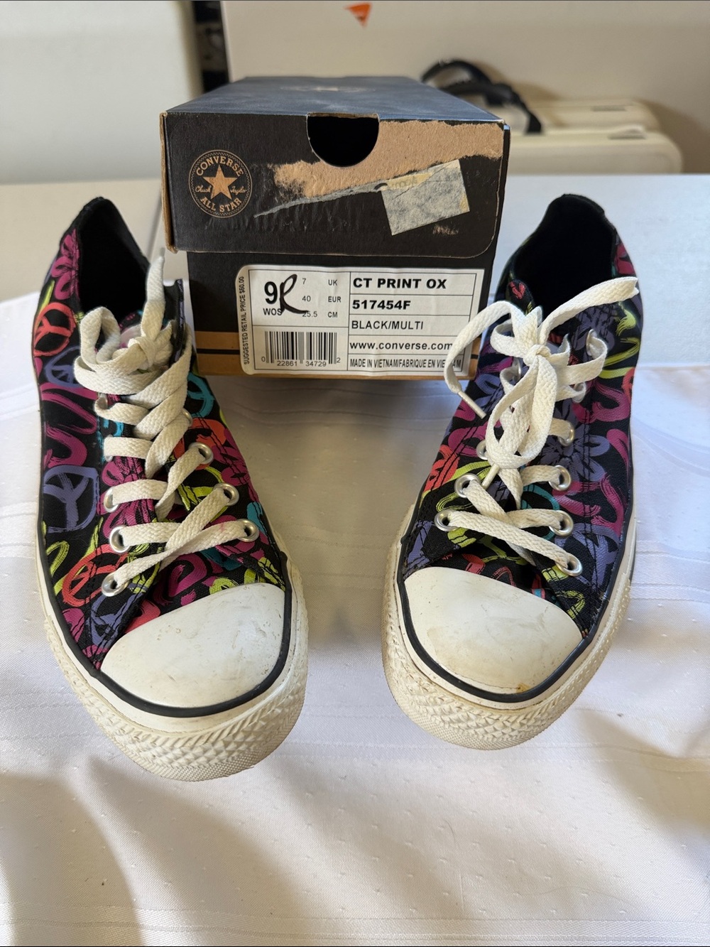 Converse Black Multi Peace Sign Print Low Top Sneakers